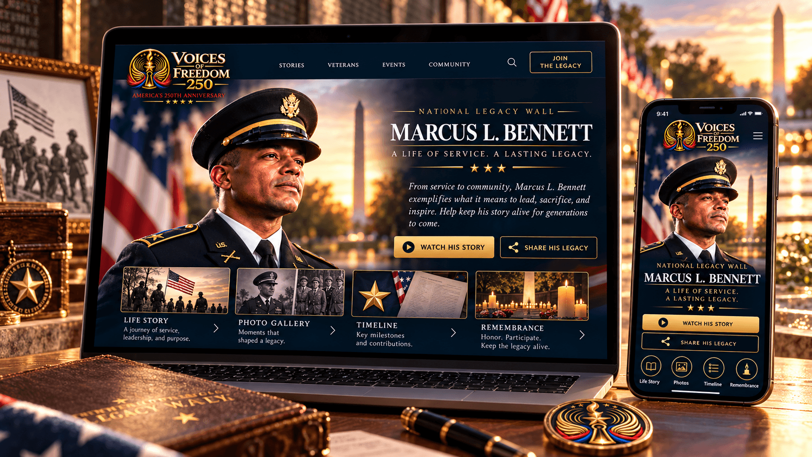 National Legacy Wall digital Legacy Record on desktop and mobile devices
