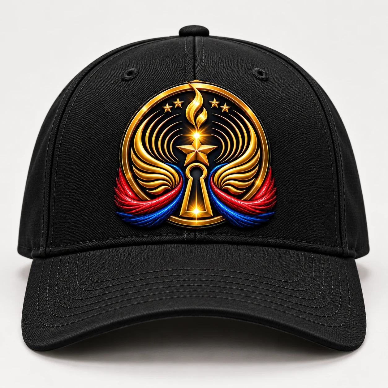 Voices of Freedom 250 black logo cap, front