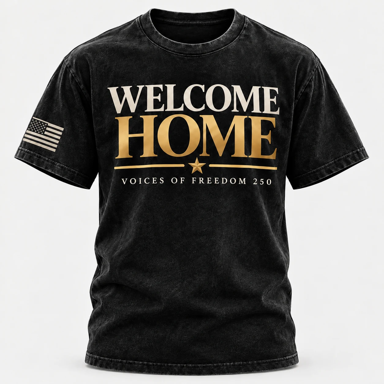 Washed black Welcome Home signature tee, front
